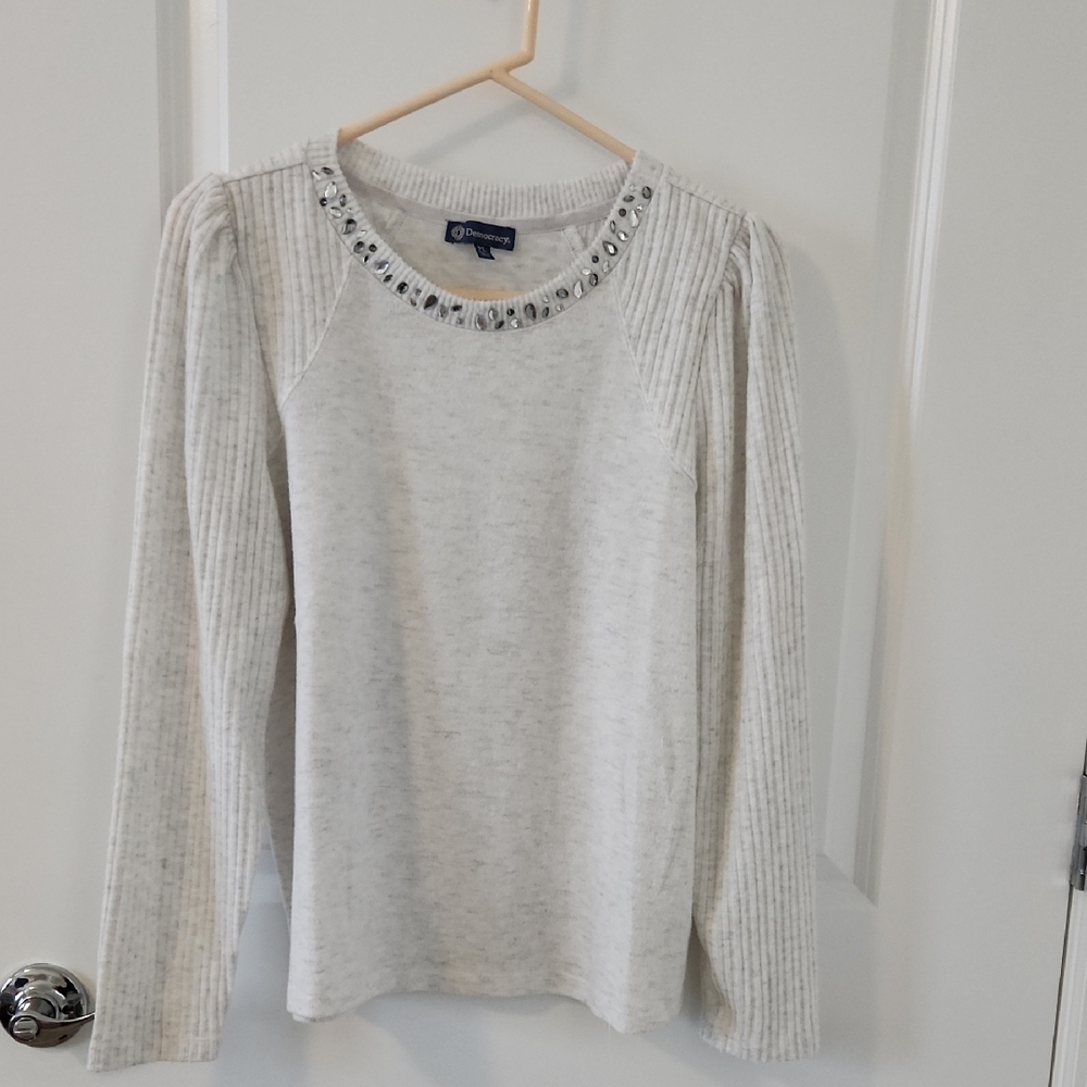 Democracy White Embellished Women's Top
